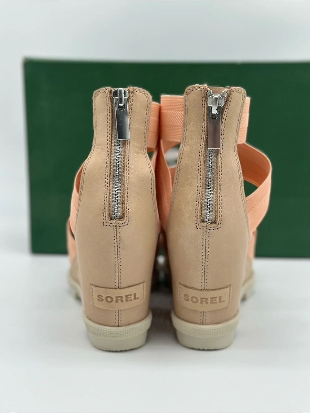 Lacoste Peach Elastic Crossover Wedge Sandals